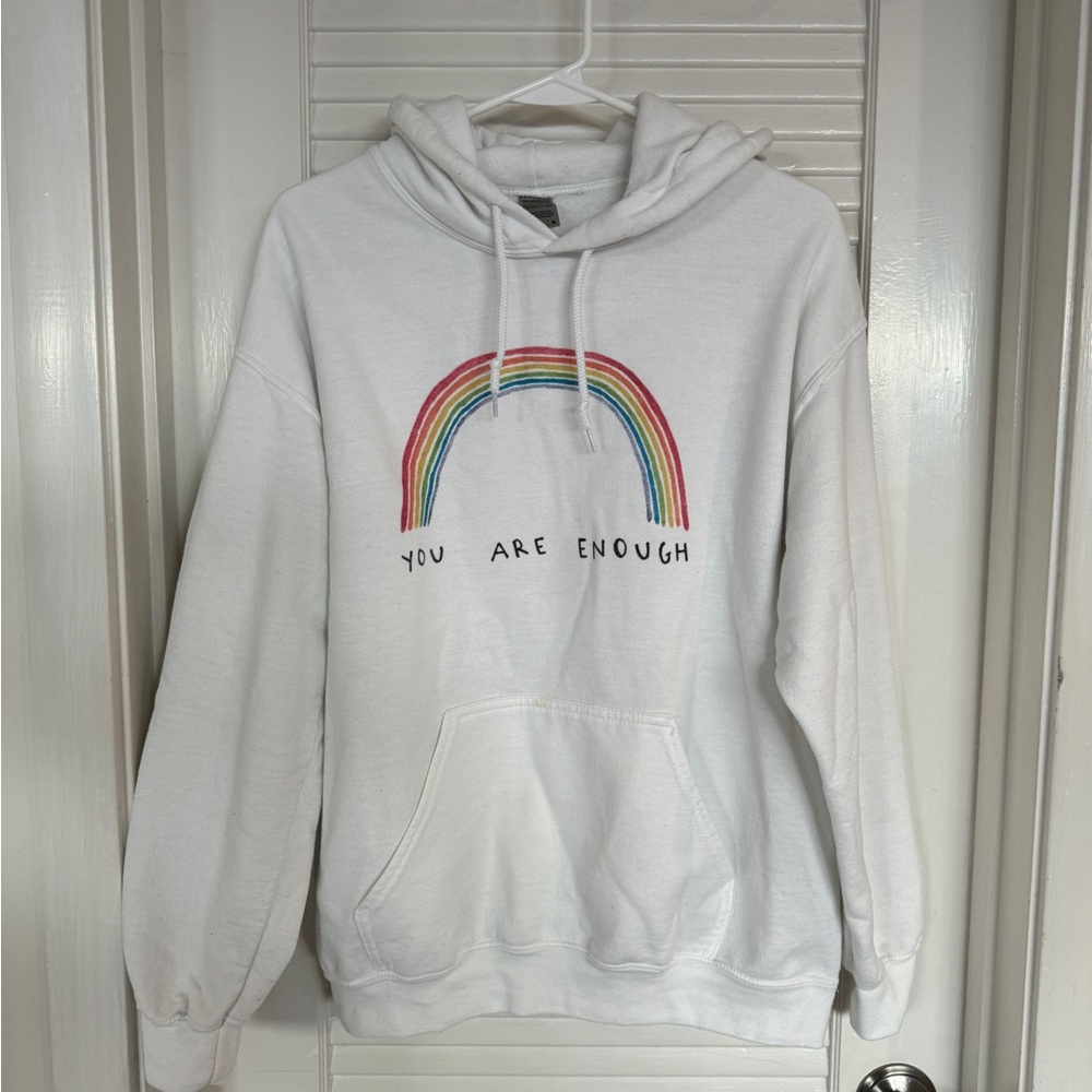 Self-care is For Everyone rainbow hoodie sweatshirt. Size Medium.